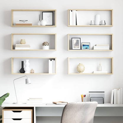 Wall Cube Shelf 6 pcs Sonoma Oak 60x15x23 cm Engineered Wood