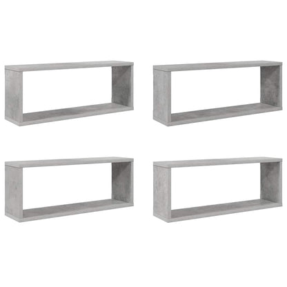 Wall Cube Shelf 4 pcs Concrete Grey 60x15x23 cm Engineered Wood