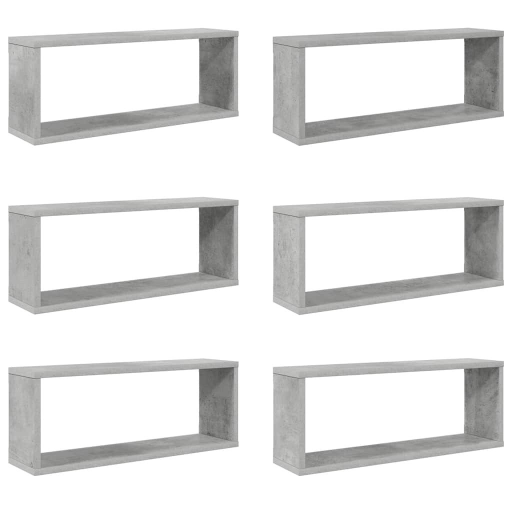 Wall Shelf | Set of 6 | Concrete Grey | Engineered Wood | Medium