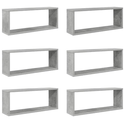 Wall Shelf | Set of 6 | Concrete Grey | Engineered Wood | Medium