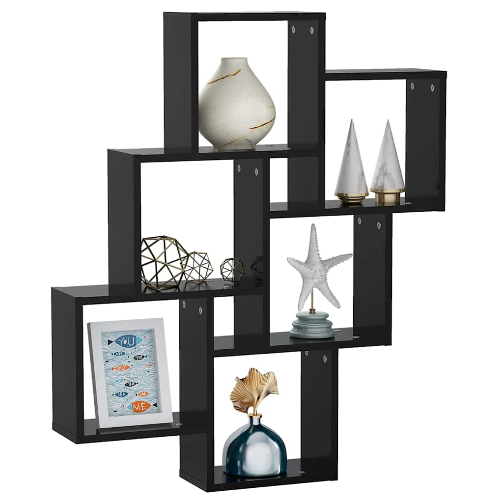 Wall Shelf | Black | Engineered Wood | Medium | Wall Shelf | Cubic