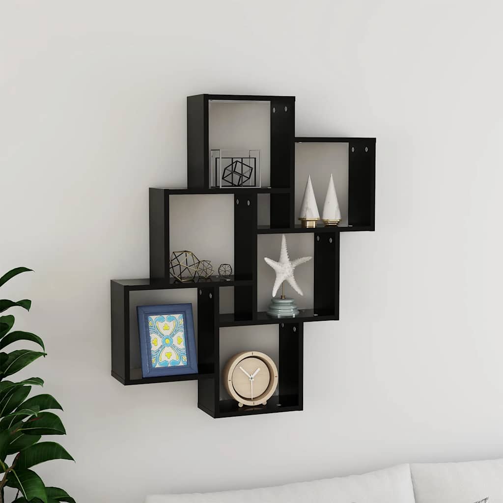 Wall Shelf | Black | Engineered Wood | Medium | Wall Shelf | Cubic