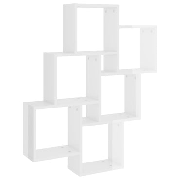 Wall Cube Shelf High Gloss White 78x15x93 cm Engineered Wood