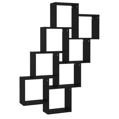 Wall Cube Shelf Black 90x15x119 cm Engineered Wood