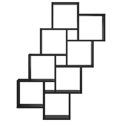 Wall Cube Shelf Black 90x15x119 cm Engineered Wood