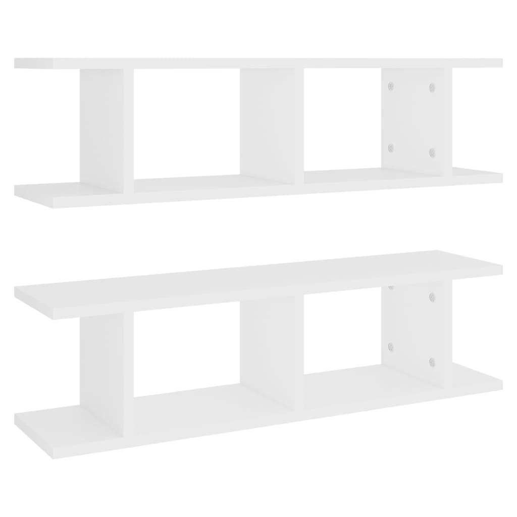 Wall Shelf | Set of 2 | White | Engineered wood | 75x18x20 cm