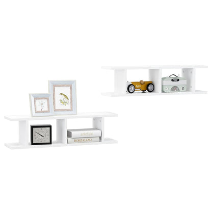 Wall Shelf | Set of 2 | White | Engineered wood | 75x18x20 cm
