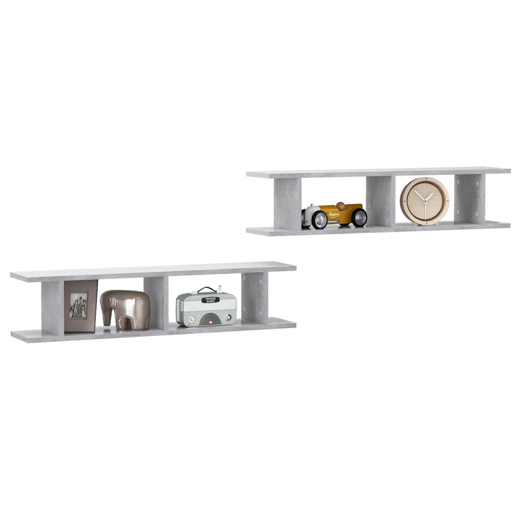 Wall Shelf | Set of 2 | Concrete grey | Engineered wood | Medium