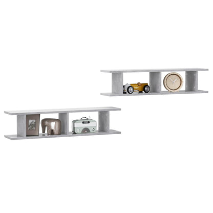 Wall Shelf | Set of 2 | Concrete grey | Engineered wood | Medium