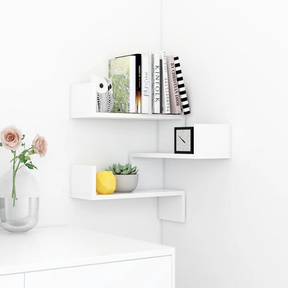 807223 vidaXL Wall Corner Shelf White 40x40x50 cm Engineered Wood