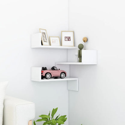 807223 vidaXL Wall Corner Shelf White 40x40x50 cm Engineered Wood