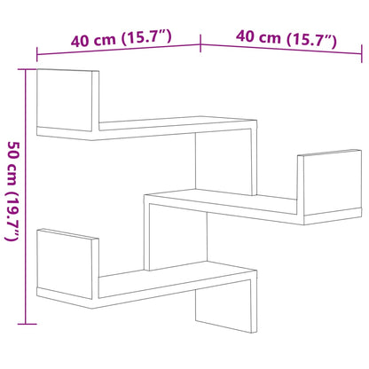 Wall Corner Shelf 2 pcs Black 40x40x50 cm Engineered Wood