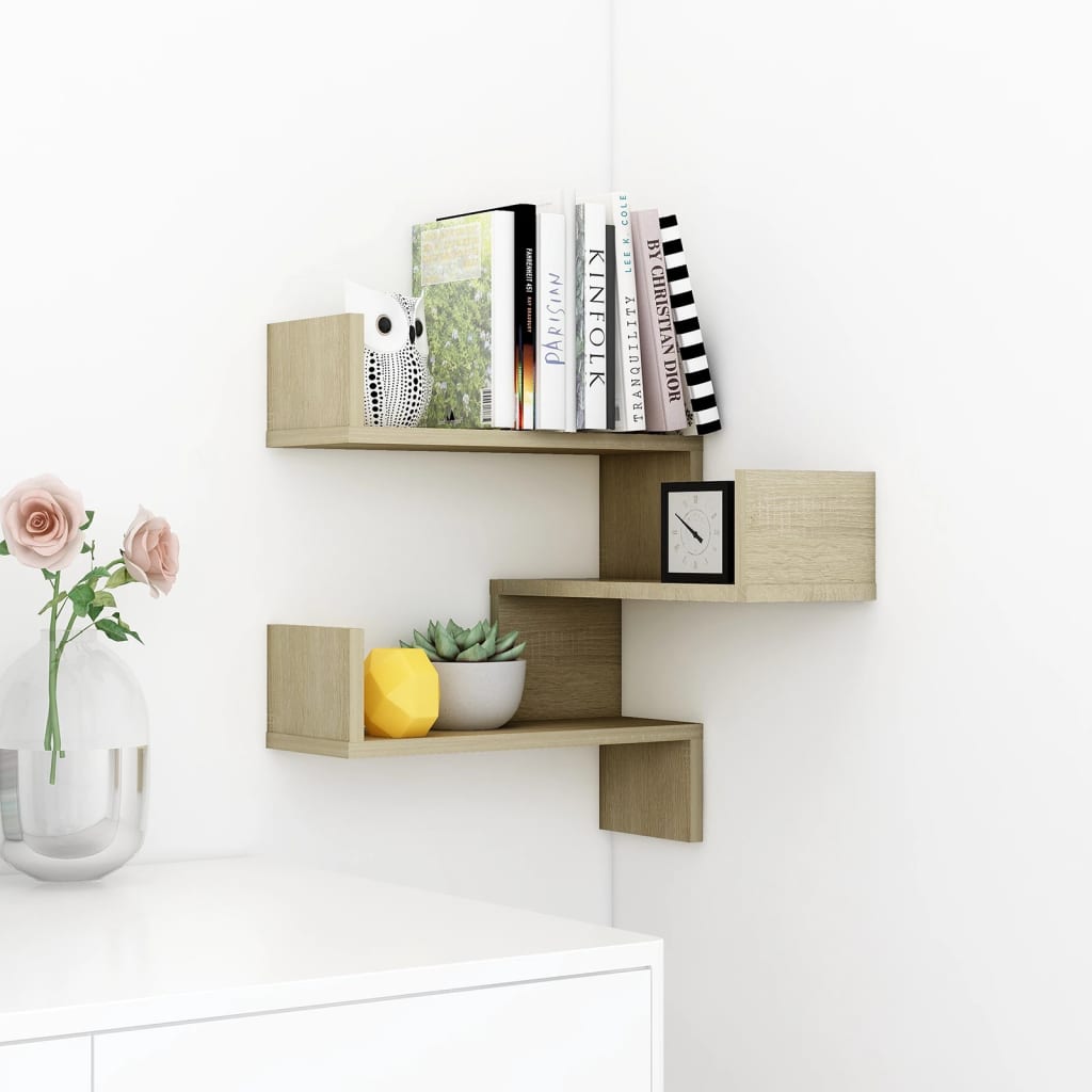 807229 vidaXL Wall Corner Shelf Sonoma Oak 40x40x50 cm Engineered Wood