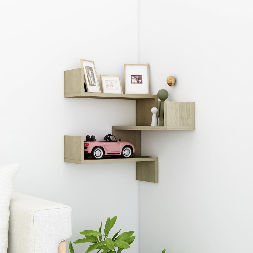 807229 vidaXL Wall Corner Shelf Sonoma Oak 40x40x50 cm Engineered Wood