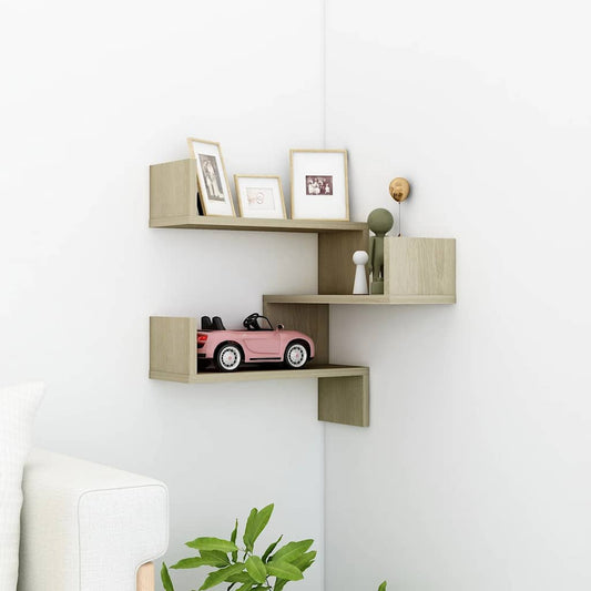 Wall shelves Corner Mount, Wall-Mounted Sonoma Oak