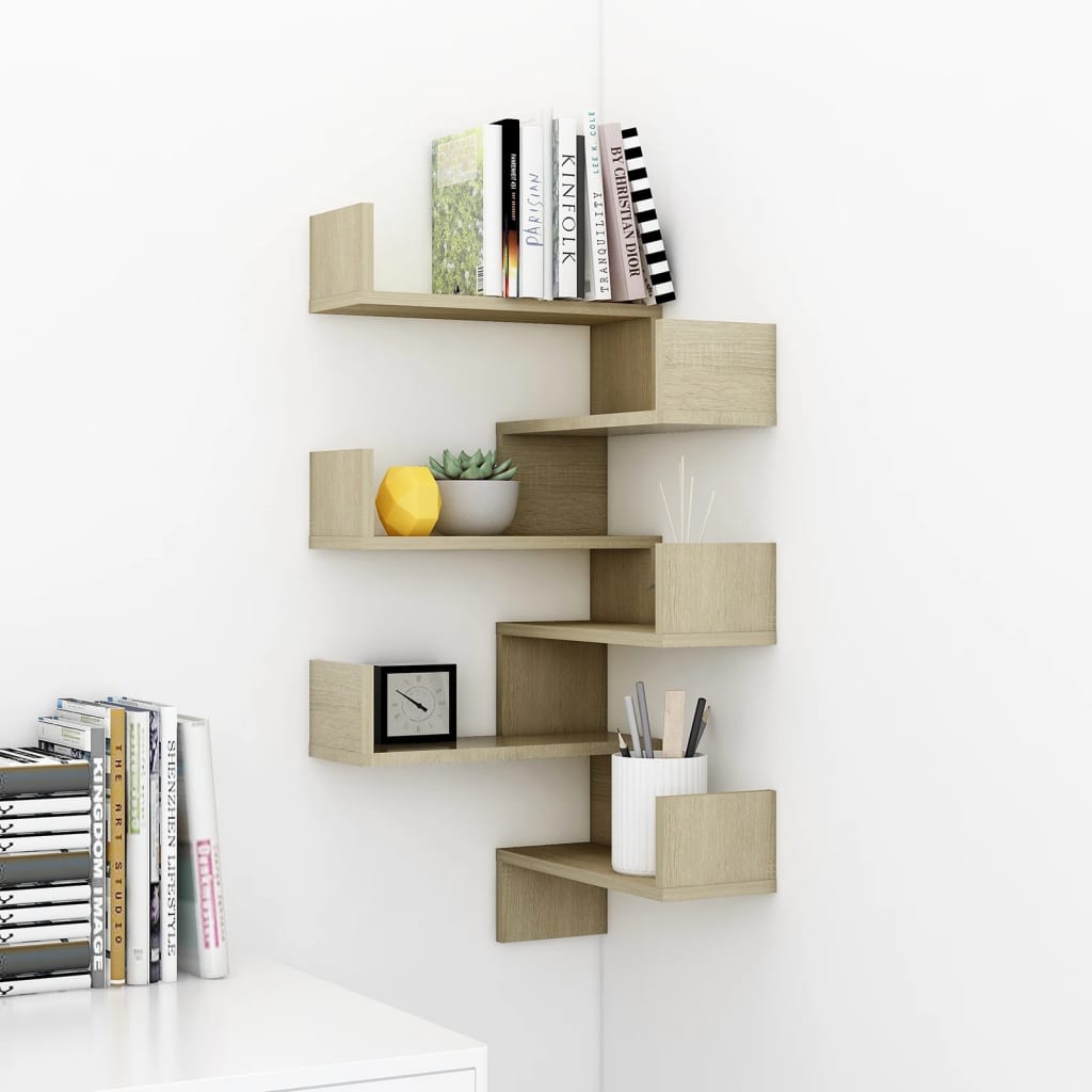 807230 vidaXL Wall Corner Shelves 2 pcs Sonoma Oak 40x40x50 cm Engineered Wood