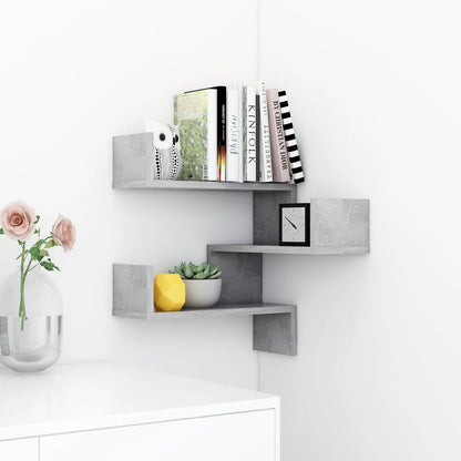 807231 vidaXL Wall Corner Shelf Concrete Grey 40x40x50 cm Engineered Wood