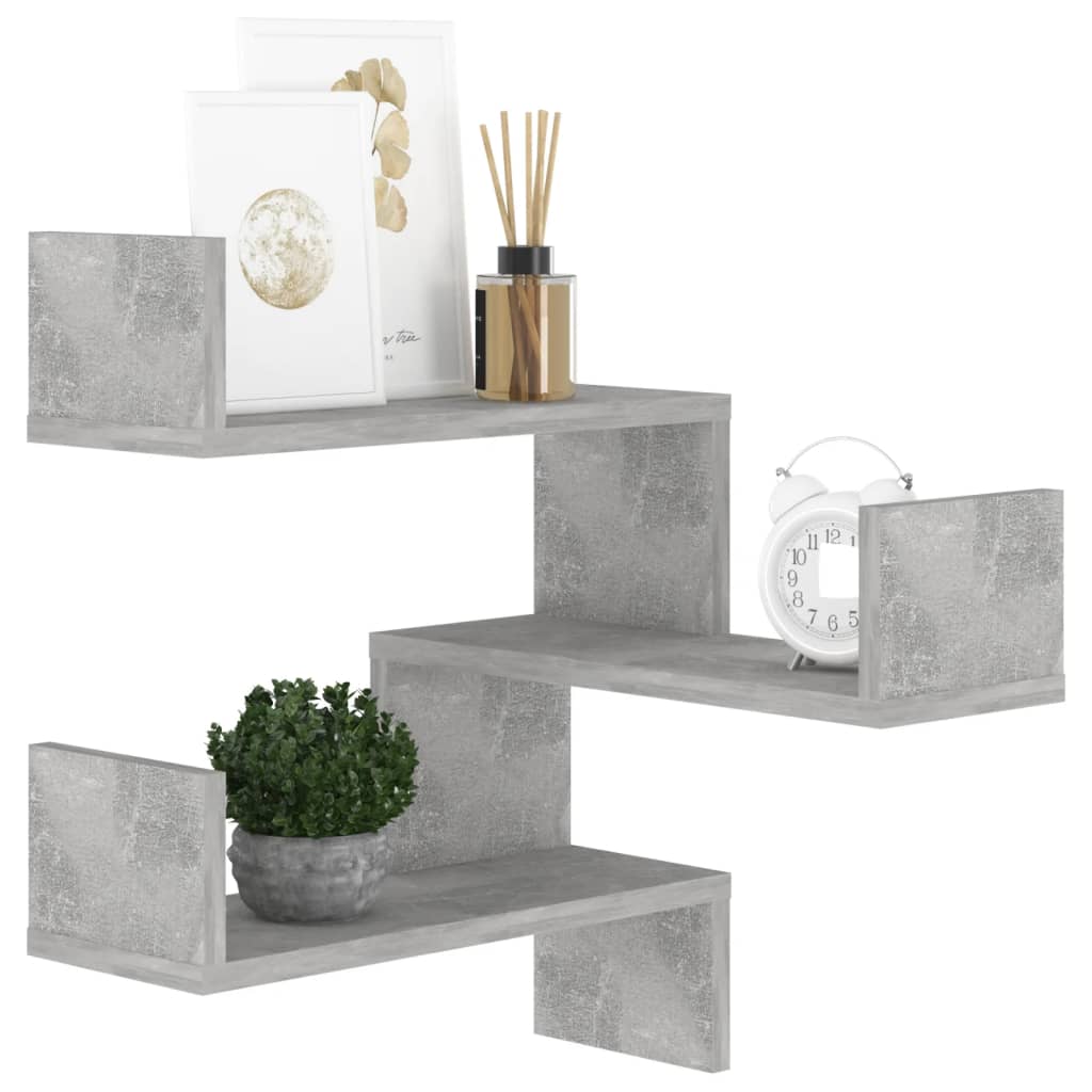 807231 vidaXL Wall Corner Shelf Concrete Grey 40x40x50 cm Engineered Wood