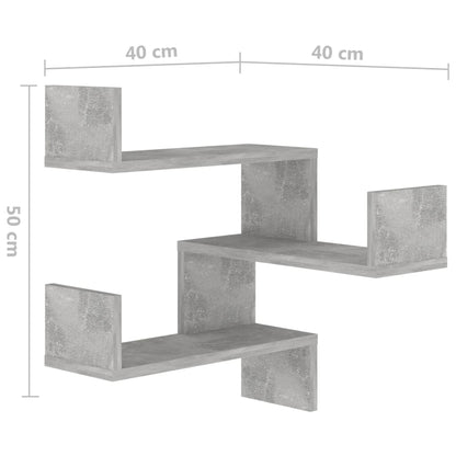 807231 vidaXL Wall Corner Shelf Concrete Grey 40x40x50 cm Engineered Wood