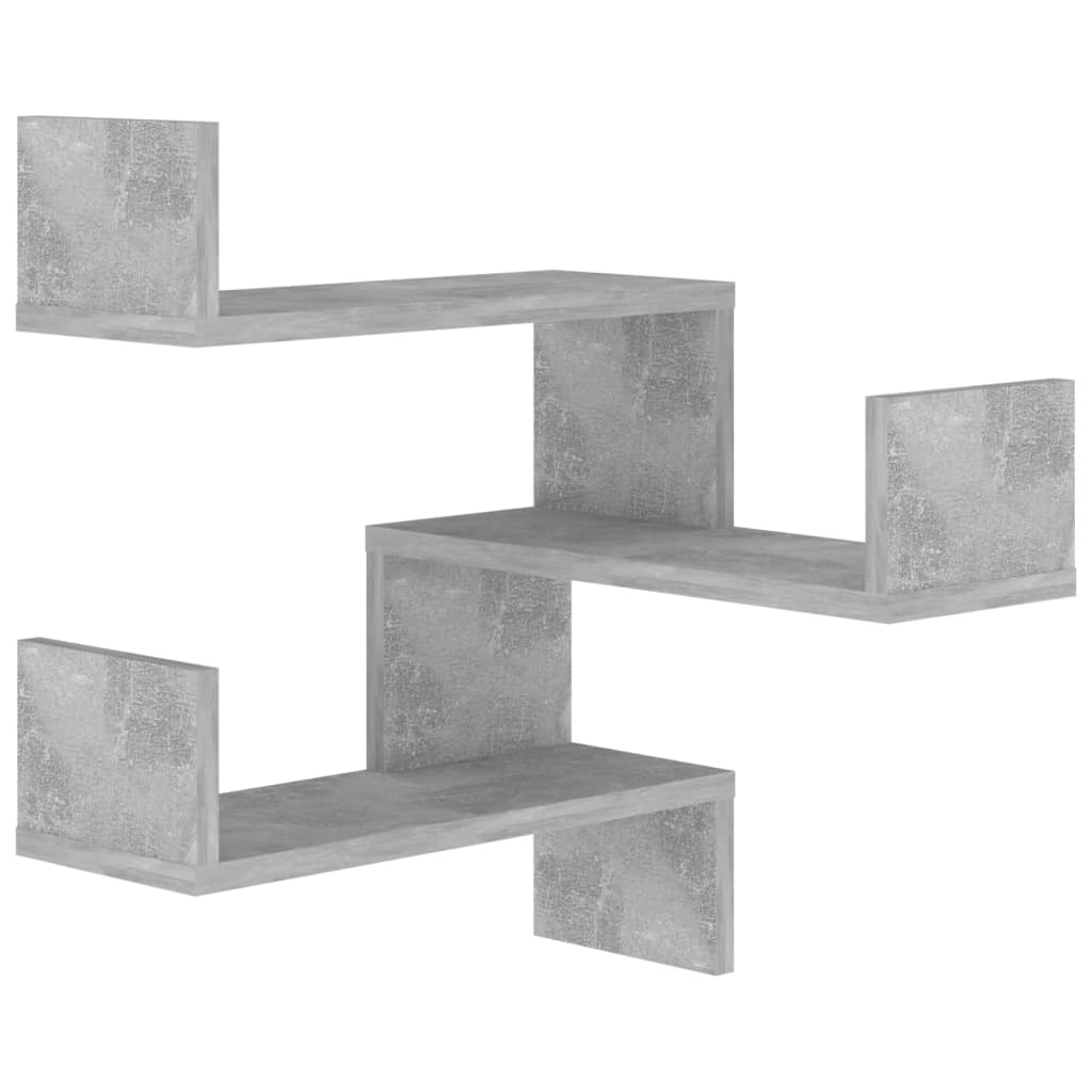 Wall Corner Shelf 2 pcs Concrete Grey 40x40x50 cm Engineered Wood