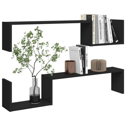 Wall Shelf 2 pcs Black 100x15x20 cm Engineered Wood