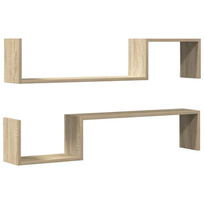 Wall Shelf 2 pcs Sonoma Oak 100x15x20 cm Engineered Wood