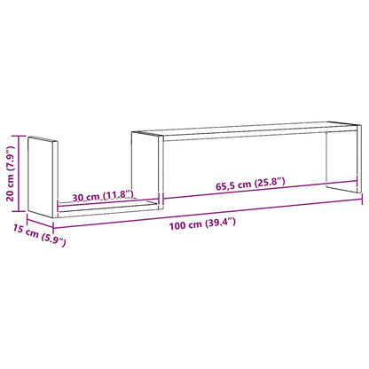 Wall Shelf 2 pcs Concrete Grey 100x15x20 cm Engineered Wood