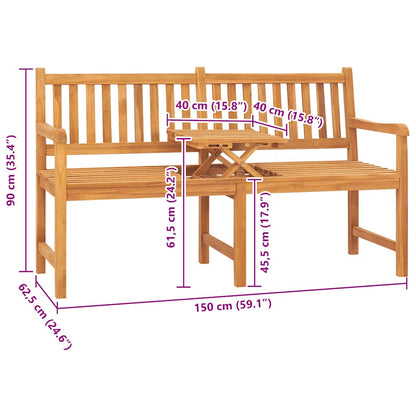 3-Seater Garden Bench with Table 150 cm Solid Teak Wood