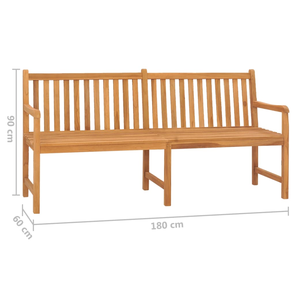 Garden Bench | Warm Brown | Solid Teak Wood | 180 cm long bench | Durable