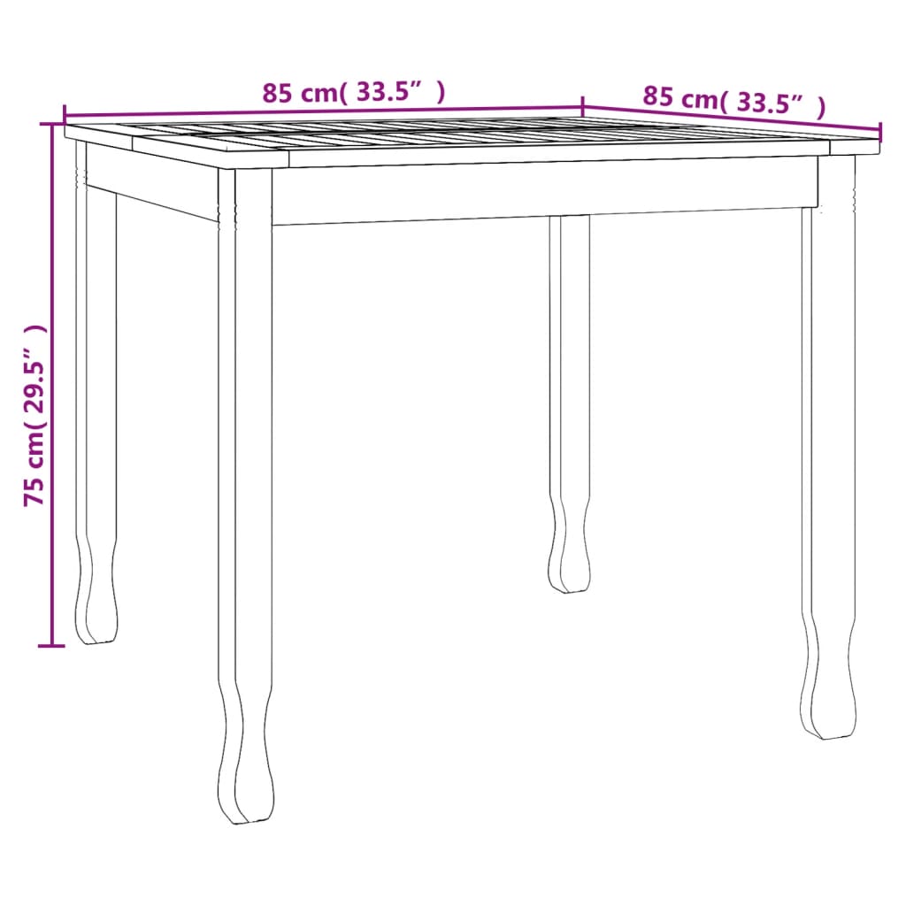 Patio Dining Table 33.5"x33.5"x29.5" Solid Wood Teak