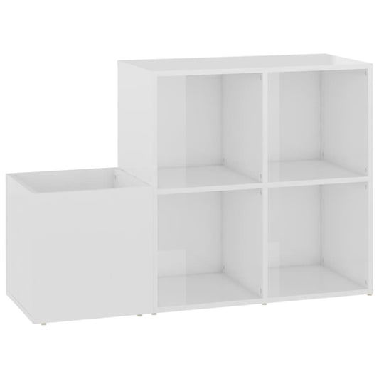 Hall Shoe Cabinet High Gloss White 105x35.5x70 cm Engineered Wood