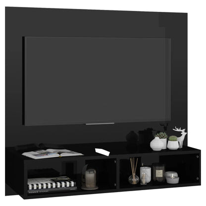 Wall TV Cabinet High Gloss Black 102x23.5x90 cm Engineered Wood