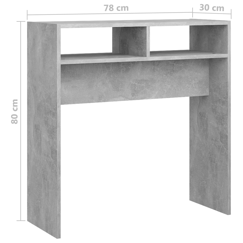 808300 vidaXL Console Table Concrete Grey 78x30x80 cm Engineered Wood
