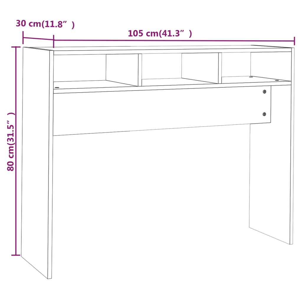 808308 vidaXL Console Table Sonoma Oak 105x30x80 cm Engineered Wood
