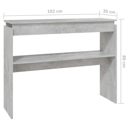 808327 vidaXL Console Table Concrete Grey 102x30x80 cm Engineered Wood