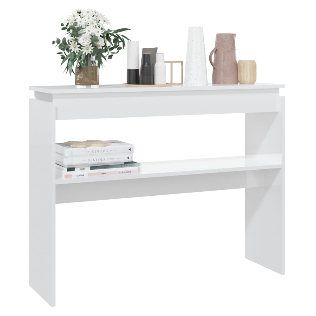 808329 vidaXL Console Table High Gloss White 102x30x80 cm Engineered Wood