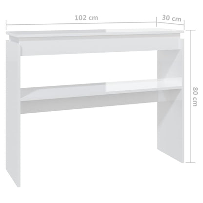 808329 vidaXL Console Table High Gloss White 102x30x80 cm Engineered Wood