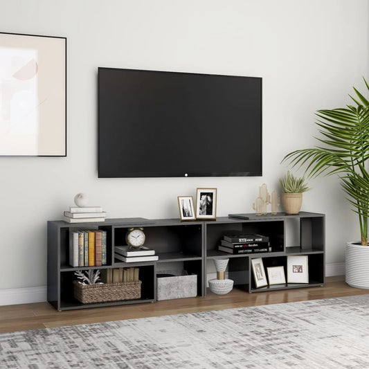 TV Unit | High Gloss Grey | Engineered Wood | Medium | Extendable