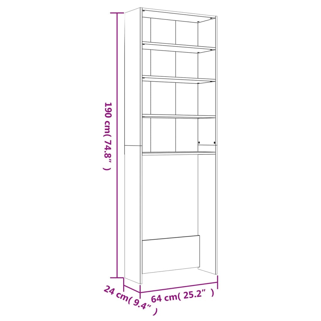 Washing Machine Cabinet Sonoma Oak 64x24x190 cm