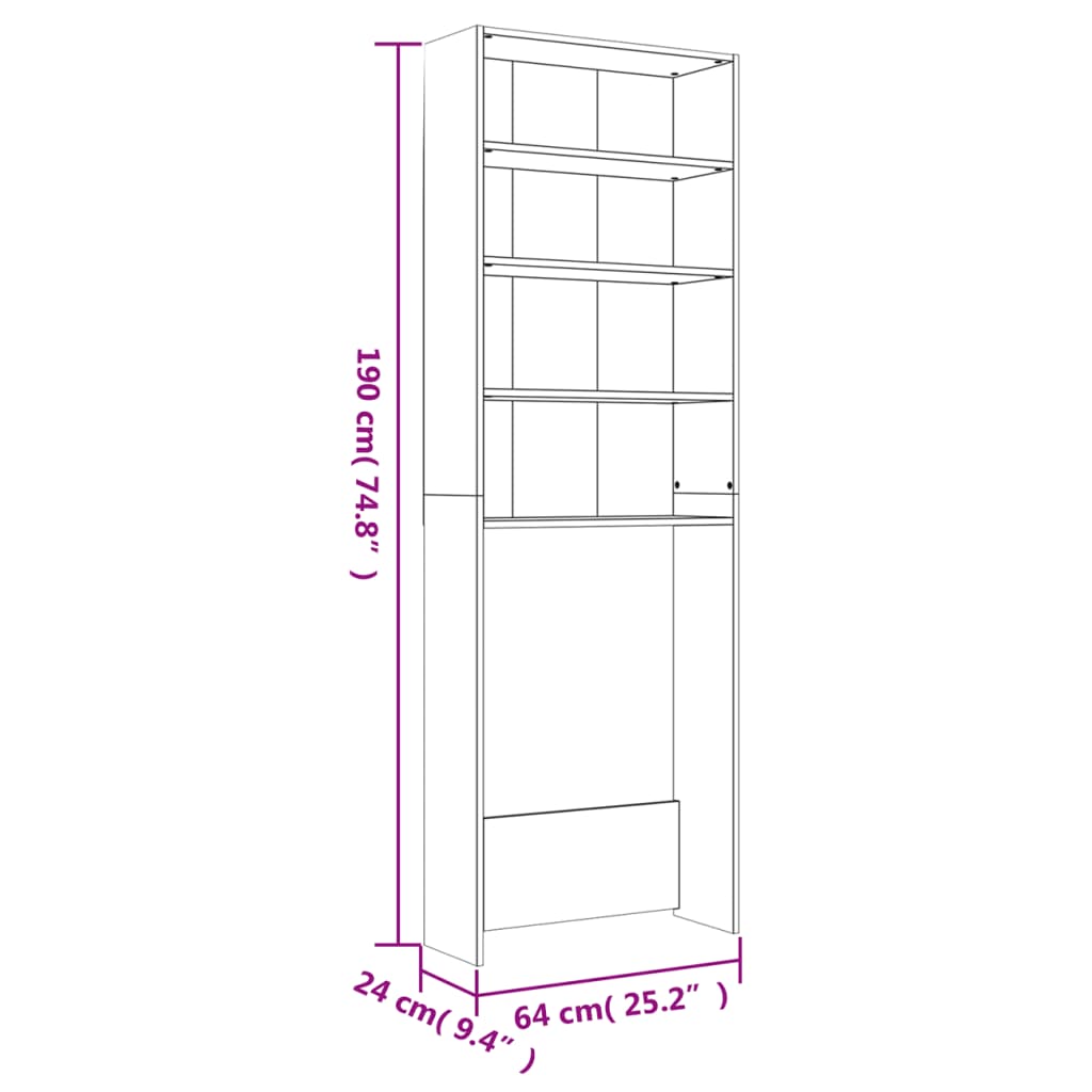 Washing Machine Cabinet Concrete Grey 64x24x190 cm