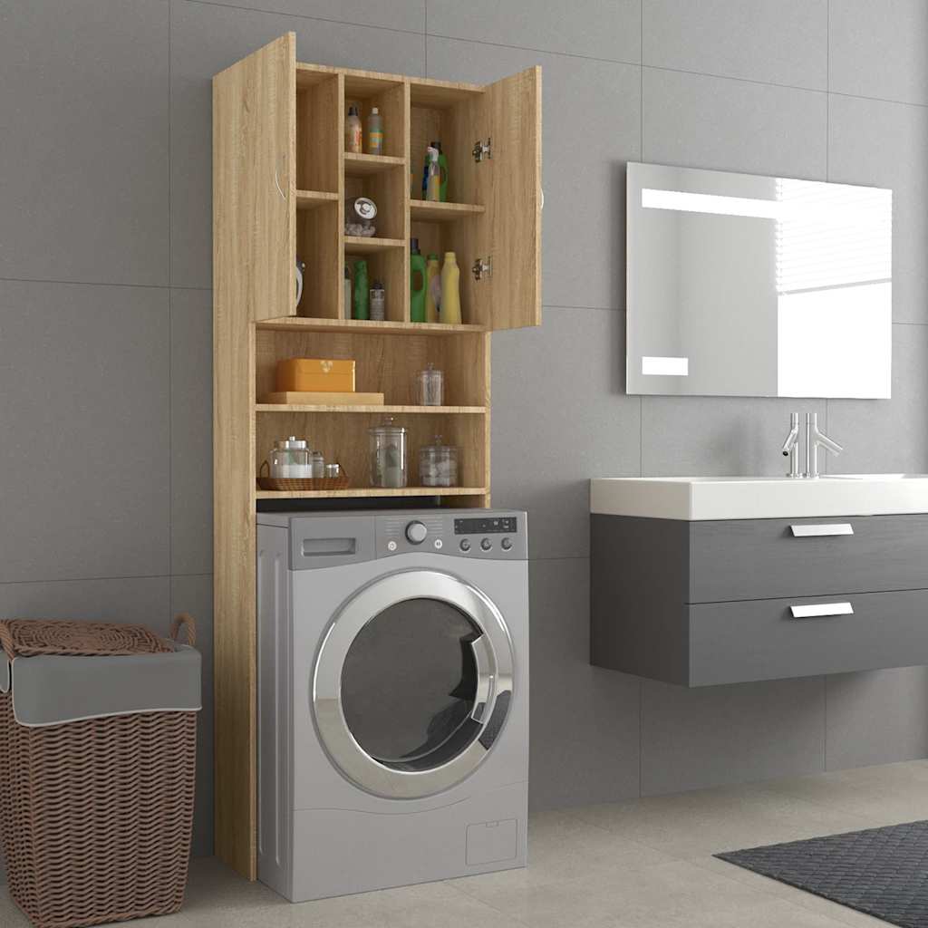 Washing Machine Cabinet Sonoma Oak 64x25.5x190 cm