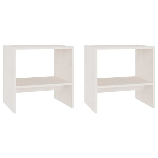 Bedside Cabinet | Set of 2 | White | Solid pinewood | Compact