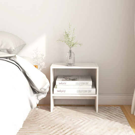 Bedside Cabinet | Set of 2 | White | Solid pinewood | Compact