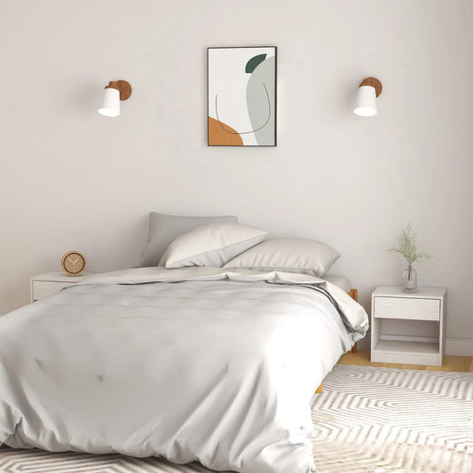 Bedside Cabinet | Set of 2 | White | Solid pinewood | Small