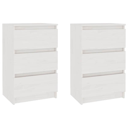 Bedside Cabinets 2 pcs White 40x29.5x64 cm Solid Pine Wood
