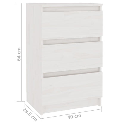 Bedside Cabinets 2 pcs White 40x29.5x64 cm Solid Pine Wood