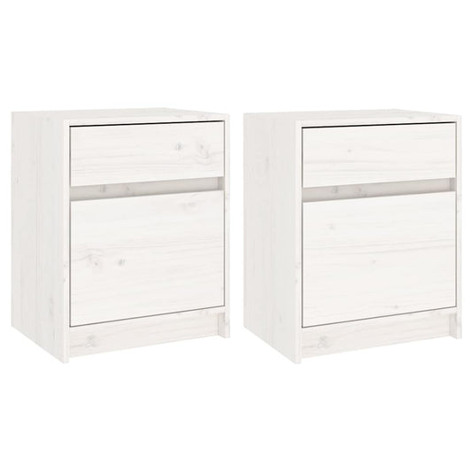 Bedside Cabinet | Set of 2 | White | Solid pinewood | Medium