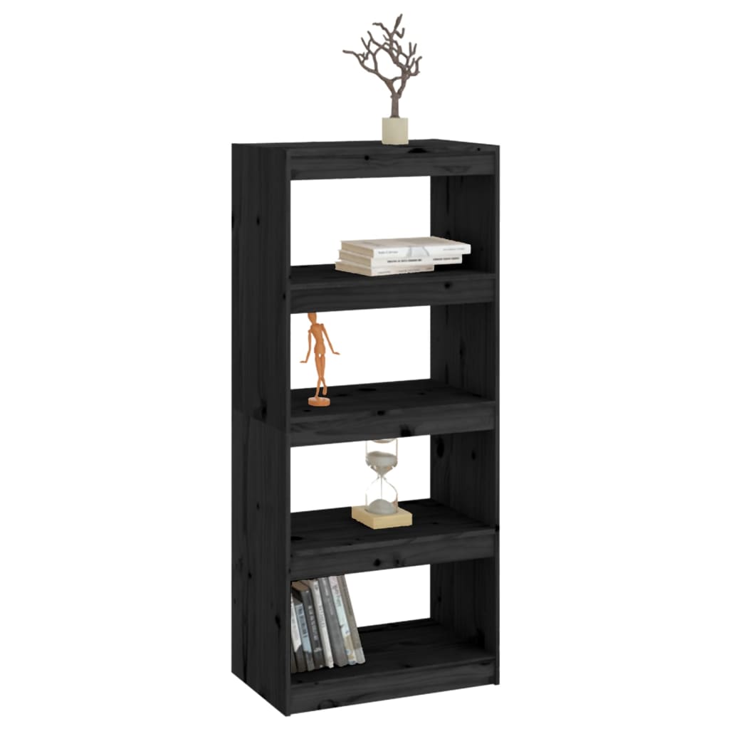Book Cabinet | Black | Solid Pine Wood | Medium | Book Cabinet
