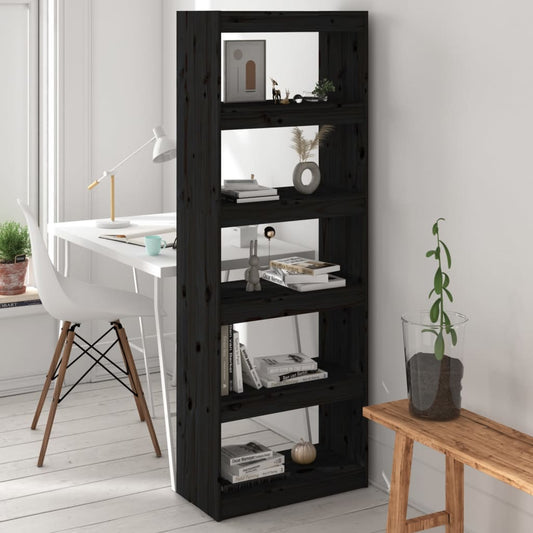 Book Cabinet | Black | Solid pinewood | Tall | Modern | Bookshelves