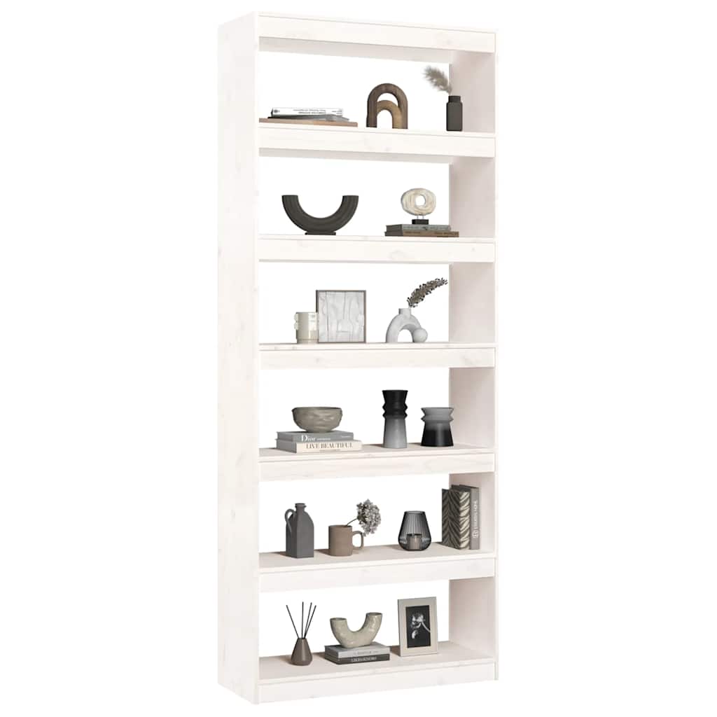 Book Cabinet/Room Divider White 80x30x199.5 cm Solid Wood Pine